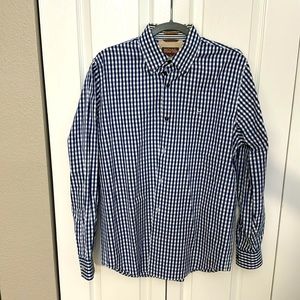 Michael Kors Blue Checker Button Down Shirt.